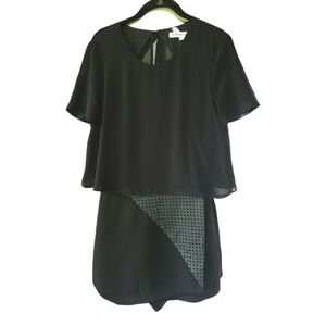 BCBGENERATION Sz 6 Mini Romper Skort Layered Open Back‎ Sheer Black Grunge
